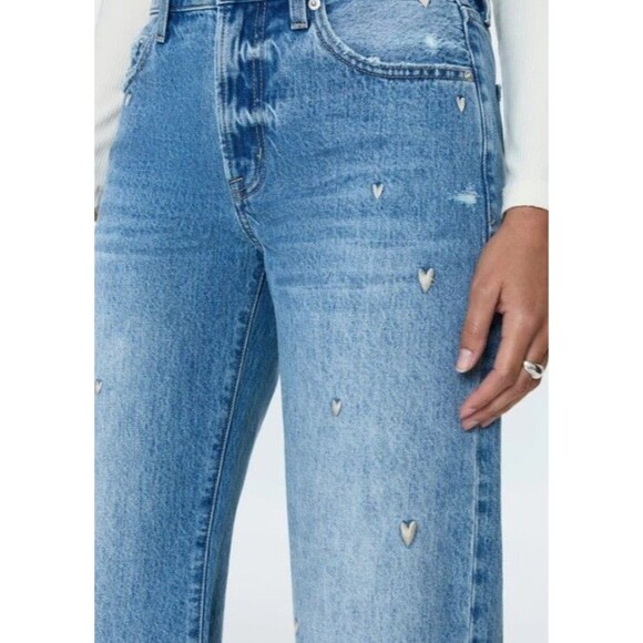 NWT Pistola Lexi Heart Jeans Mid Rise Bowed Straight RARE SOLD OUT  Size 28 $228 - Picture 7 of 10